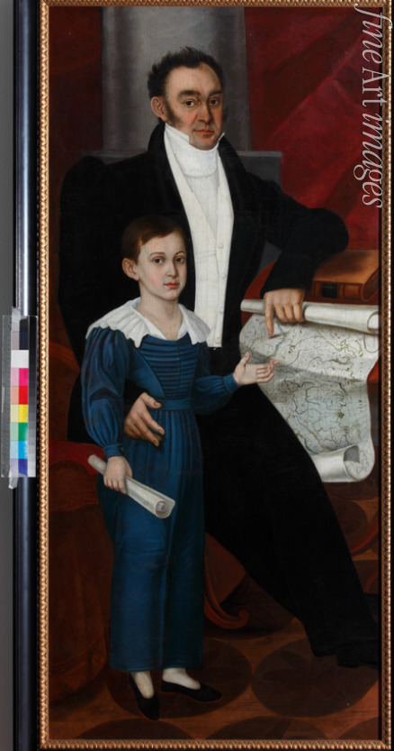 Unbekannter Künstler - Porträt von Konstantin Rogal-Lewizki mit Sohn Filipp