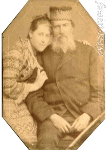 Karelin Andrei Ossipowitsch - Porträt des Dichters Jakov Polonski (1820-1898) mit Tochter Natalia