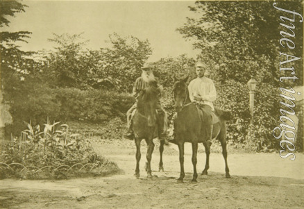 Tolstaja Sofia Andrejewna - Lew Tolstoi mit dem Sohn Michail beim Reiten in Jasnaja Poljana