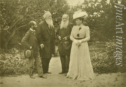 Tolstaja Sofia Andrejewna - Lew Tolstoi und Sofia Andrejewna mit Bildhauer Eliah Ginsburg (1859-1939) und Kunstkritiker Wladimir Stassow (1824-1906)
