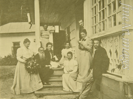 Tolstaya Sophia Andreevna - Leo Tolstoy with Family on his Wife Birthday