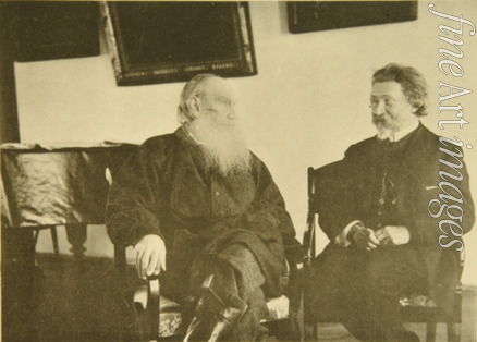 Tolstaya Sophia Andreevna - Leo Tolstoy with the painter Ilya Repin (1844–1930)