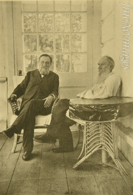 Tolstaja Sofia Andrejewna - Lew Tolstoi mit dem Bakteriologen Ilja Metschnikow (1845-1916)
