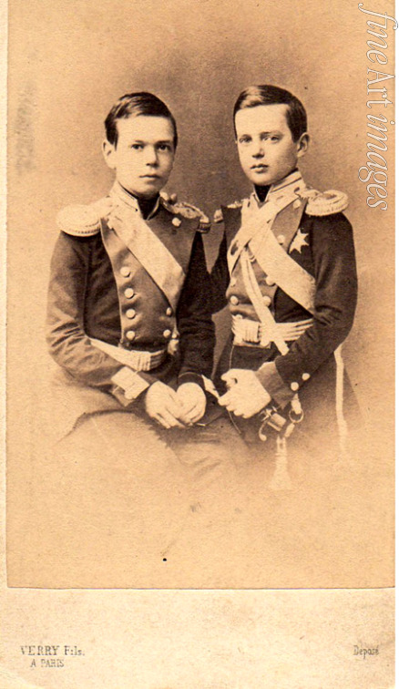 Unbekannter Fotograf - Porträt von Großfürsten Wladimir Alexandrowitsch von Russland und Alexander Alexandrowitsch von Russland