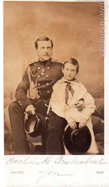 Levitsky Sergei Lvovich - Portrait of Grand Duke Constantin Nikolaevich of Russia (1827-1892) with son Nicholas Constantinovich (1850-1918)