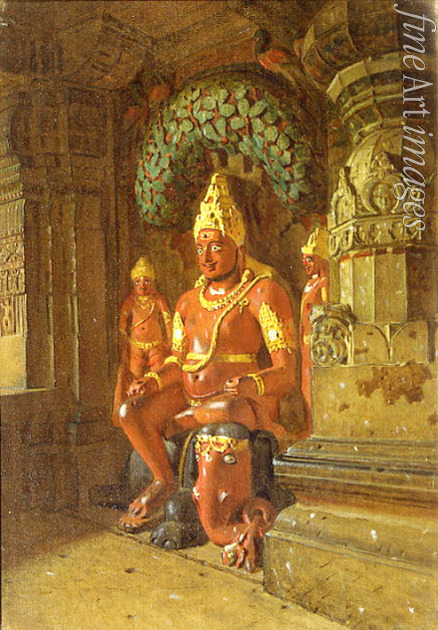 Wereschtschagin Wassili Wassiljewitsch - Die Statue Vishnu im Indra-Tempel