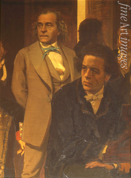 Repin Ilya Yefimovich - The composers Anton Rubinstein and Alexander Serov (Detail of the painting Slavonic composers)