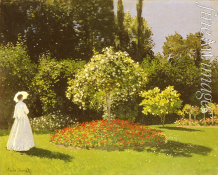 Monet Claude - A lady in the garden. Sainte-Adresse