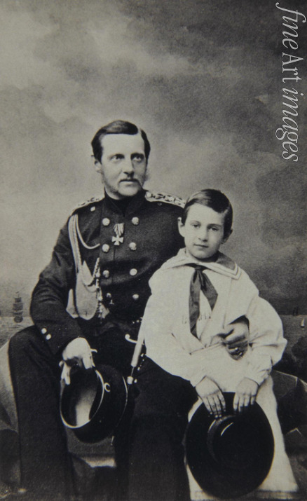 Lewizki Sergei Lwowitsch - Porträt von Großfürst Konstantin Nikolajewitsch von Russland (1827-1892) mit Sohn Nikolai Konstantinowitsch (1850-1918)