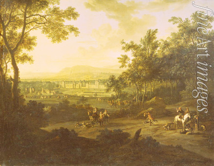 Moucheron Frederick de - Landscape with huntsmen