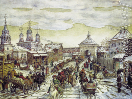 Vasnetsov Appolinari Mikhaylovich - At the Myasnitskaya Gates of the Bely Gorod of the Moscow in the XVII Century