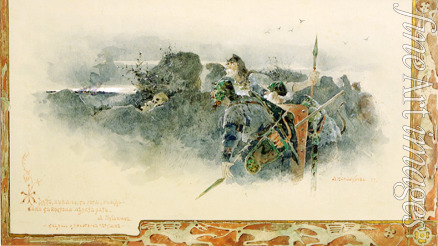 Kandaurow Anton Iwanowitsch - Illustration zum Märchen Der goldene Hahn von A. Pushkin