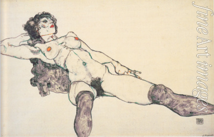 Schiele Egon - Reclined female nude with spreaded legs