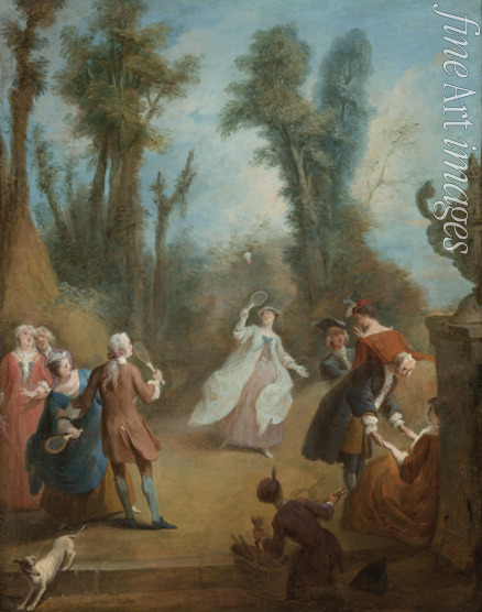 Quillard Pierre-Antoine - Elegant Figures Playing Shuttlecock in a Park