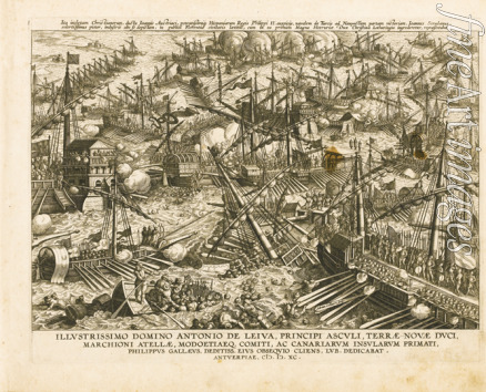 Stradanus (Straet van der) Johannes - Die Seeschlacht von Lepanto am 7. Oktober 1571