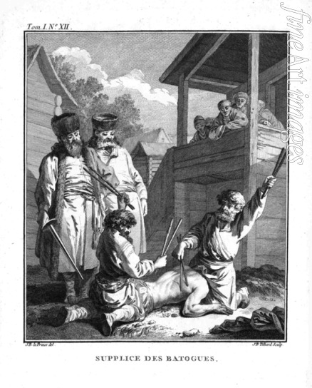 Le Prince Jean-Baptiste - Prügelstrafe mit Batog Schlagen. Aus Voyage en Sibérie