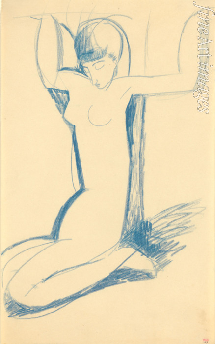 Modigliani Amedeo - Kneeling Blue Caryatid