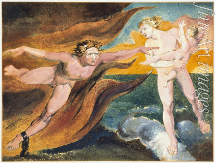 Blake William - Kampf zwischen den gottestreuen und gefallenen Engel um das Kind
