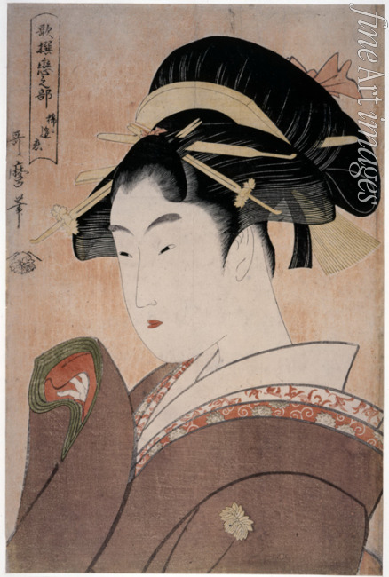Utamaro Kitagawa - Love that Rarely Meets, from the series  Anthology of Poems: The Love Section