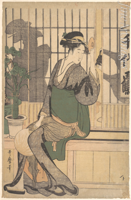 Utamaro Kitagawa - The Chiyozuru Teahouse (Shadows on the Shoji)