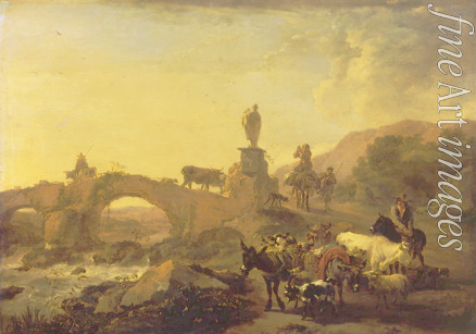 Berchem Nicolaes (Claes) Pietersz der Ältere - Italienische Landschaft mit kleiner Brücke
