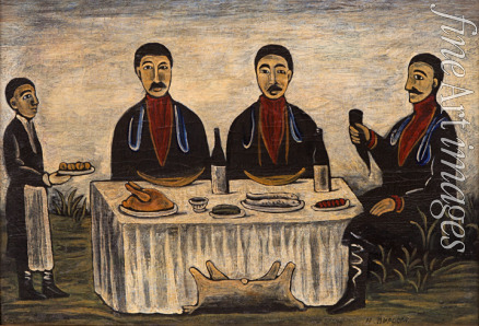 Pirosmani Niko - Drei Männer am Tisch