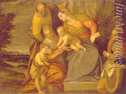 Caliari Benedetto - Die Heilige Familie mit der heiligen Katharina, Anna und Johannesknaben