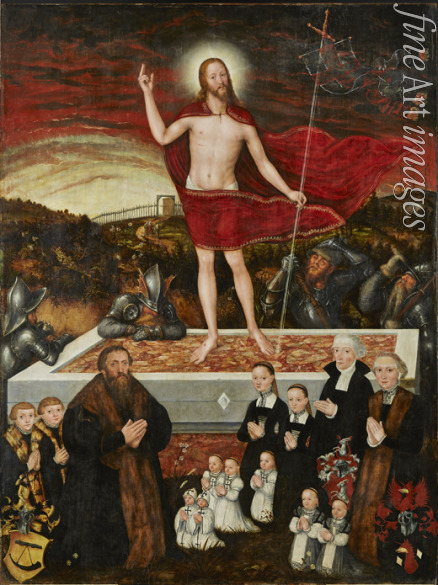 Cranach Lucas der Jüngere - Auferstehung Christi mit Stifterfamilie (Epitaph der Familie Badehorn)