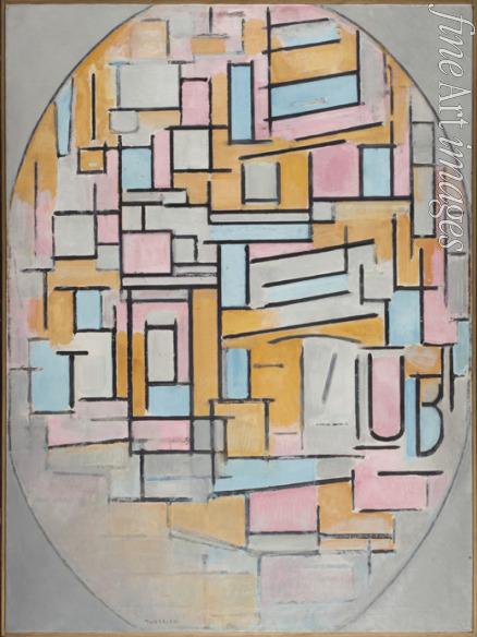 Mondrian Piet - Composition in oval with color planes 2