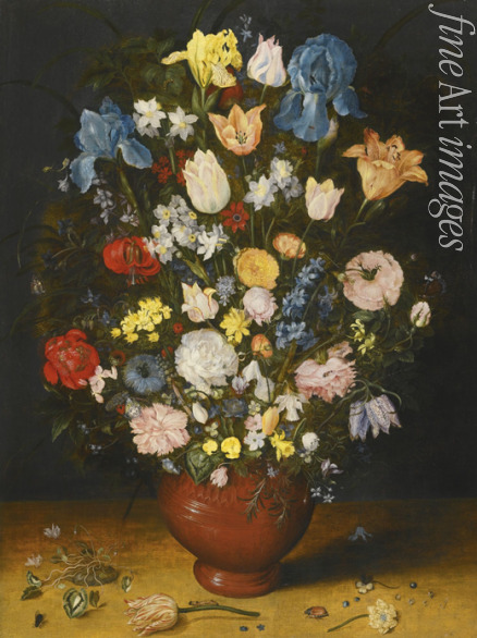 Brueghel Jan der Ältere - Stilleben mit Schwertlilien, Tulpen, Rosen und Narzissen in einer Keramikvase