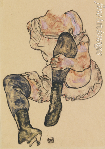 Schiele Egon - Seated Woman with Bent Left Leg (Torso)