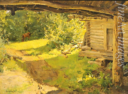 Serov Valentin Alexandrovich - Landscape with a horse (Peasant homestead)
