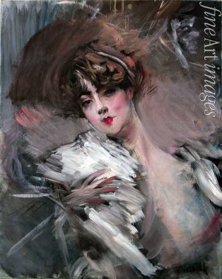 Boldini Giovanni - Porträt einer jungen Dame mit weißem Haarband