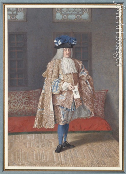 Liotard Jean-Étienne - Porträt von Anton Corfitz Ulfeldt (1699-1769) im Osmanischen Interieur