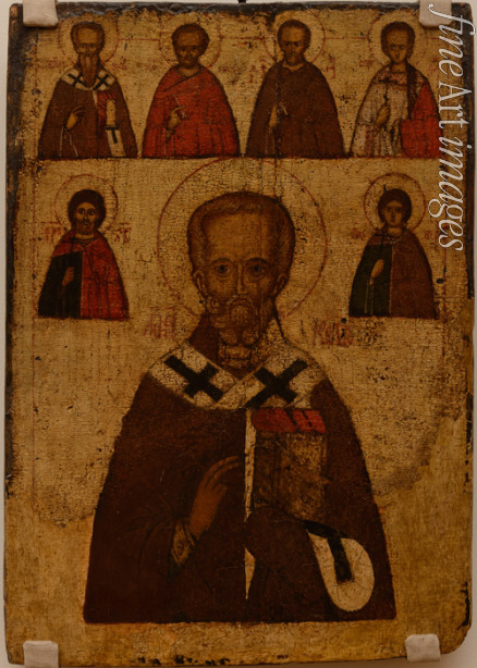 Russian icon - Saint Nicholas with Selected Saints