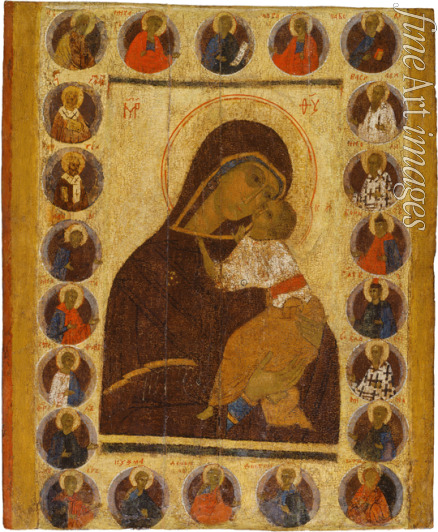Russian icon - Our Lady of Tenderness with Selected Saints