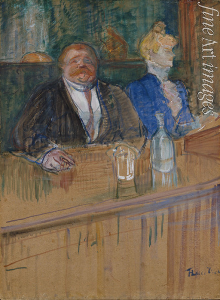 Toulouse-Lautrec Henri de - Im Café. Der Patron und die bleichsüchtige Kassiererin. (Au café: le patron et la caissière chlorotique)