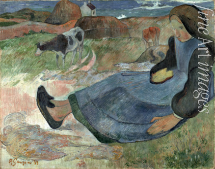 Gauguin Paul Eugéne Henri - Sitzendes bretonisches Mädchen