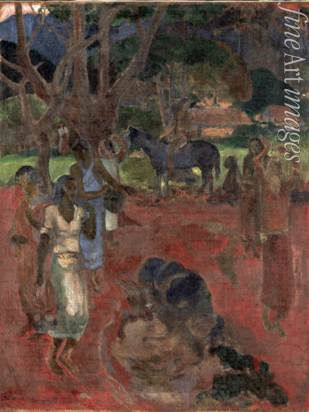 Gauguin Paul Eugéne Henri - Tahitianische Landschaft mit neun Figuren