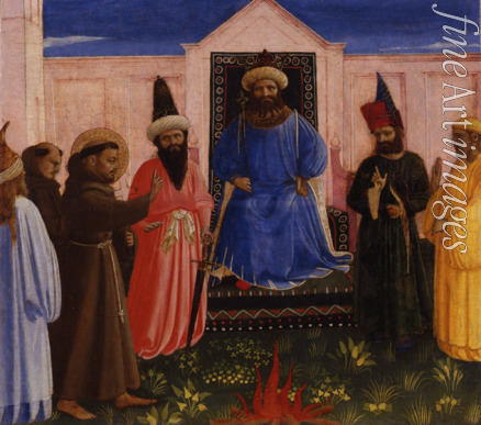 Angelico Fra Giovanni da Fiesole - Die Feuerprobe des heiligen Franziskus vor dem Sultan