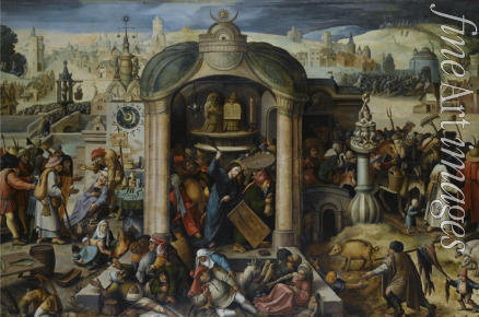 Bosch Hieronymus (Schule) - Jesus vertreibt die Wechsler aus dem Tempel