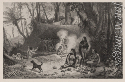 Debret Jean-Baptiste - Aldea de Cabocles à Canta-Gallo. Illustration from Voyage pittoresque et historique au Brésil