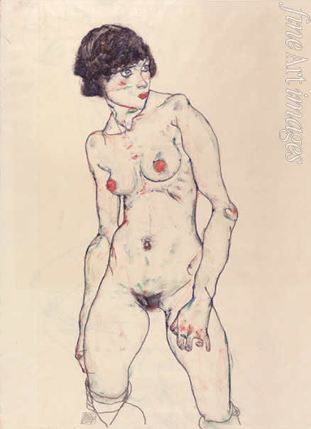 Schiele Egon - Standing Nude with Stockings