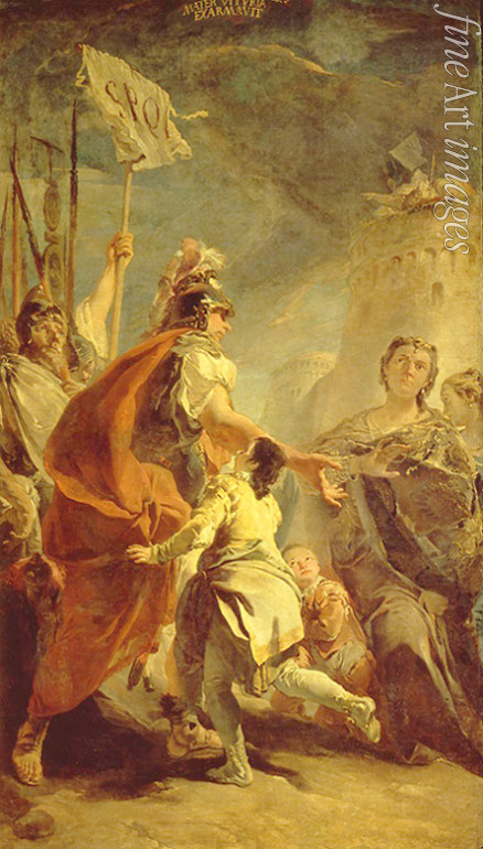 Tiepolo Giambattista - Coriolanus vor den Toren Roms (Veturia zu Füßen des Coriolanus)