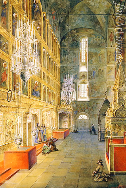Alexejew Fjodor Jakowlewitsch - Innenansicht der Mariä-Himmelfahrts-Kathedrale im Moskauer Kreml