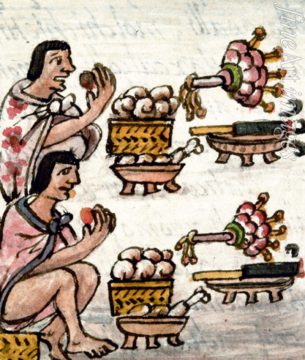 Sahagún Bernardino de - Aztekische Küche. Aus Historia General de las Cosas de la Nueva España von Bernardino de Sahagún
