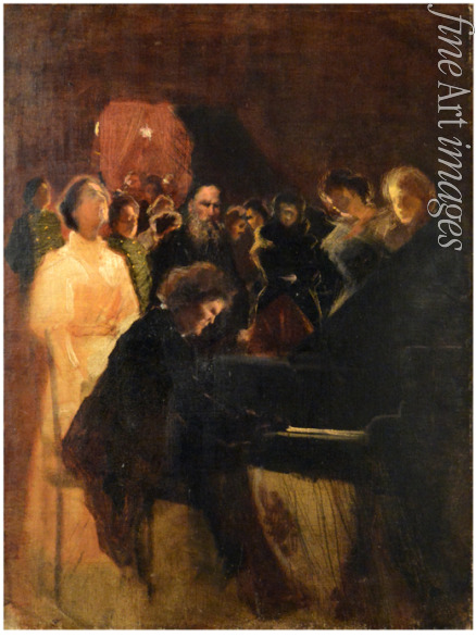 Pasternak Leonid Ossipowitsch - Lew Tolstoi beim Konzert von Anton Rubinstein