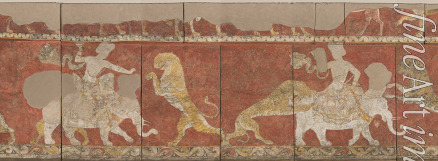 Sogdische Kunst - Wandmalerei aus dem Roten Saal des Palastes in Varachscha. Detail