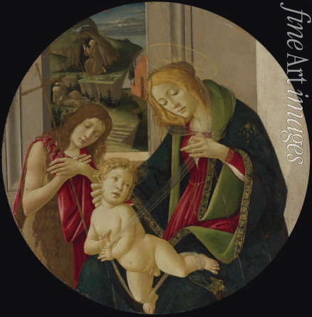 Botticelli Sandro - Virgin and child with John the Baptist as a Boy and Saint Francis receiving the Stigmata