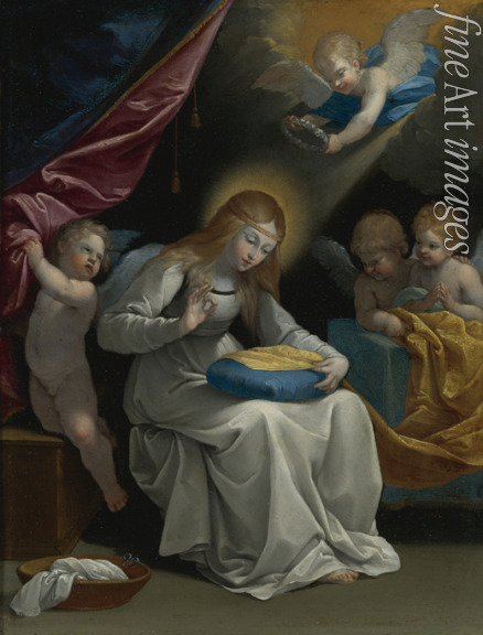Reni Guido - Die Madonna nähend, von vier Engeln begleitet